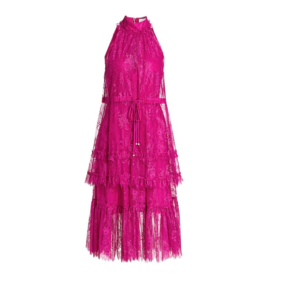 SOLD! Alexis Magdalina Pleated Lace Halter - Picture 2 of 9